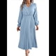 thumbnail image 2 of Vestido Informal de Otoño para Mujer, de Larga, con Escote en V y Pliegues, Corte A. Azul XL, 2 of 7