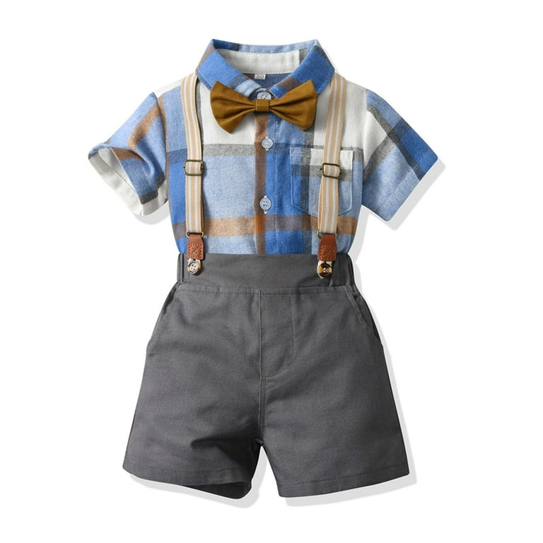 Toddler Boys Semi Formal Outfit Collared Dress Shirt Suspenders Pants Baby Baptism  Dress Boy Baptism Outfit 18-24 Months - Walmart.com