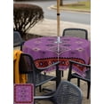thumbnail image 4 of Outdoor Tablecloth with Umbrella Hole and Zipper, Purple Boho Square Table Cloth 54x54 Inch Waterproof Tablecloth, Country Abstract Geometric Ethnic Aesthetic Picnic Table Cover for Patio Camping, 4 of 7