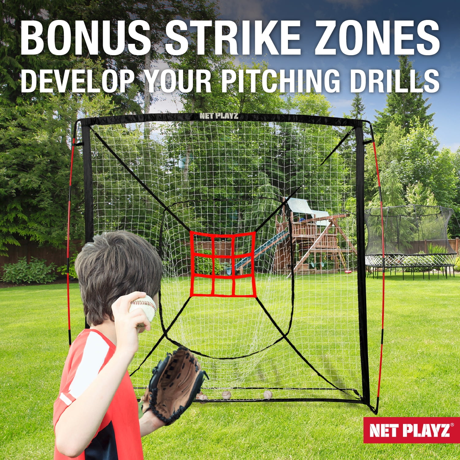 7' x 7' Baseball & Softball Practice Hitting & Pitching Net similar to Bow Frame, Great for All Skill Levels