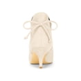 thumbnail image 2 of BLISSFUL STEP Women's Ankle Boots Pointed Toe Kitten Heel Faux Suede Dress Side Zipper Boots  Beige 9, 2 of 7