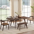 thumbnail image 3 of Capri Solid Oak Wood 6-Piece Extendable Leaf Dining Set, Dark Brown Red Oak, 3 of 9