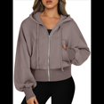 thumbnail image 1 of Sudaderas con Capucha y Cremallera para Mujer, Sudaderas , Casuales, Cómodas y Bonitas, Chaquetas con Cremallera, Conjuntos de Otoño A . Marrón XL, 1 of 10