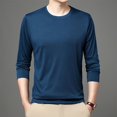 thumbnail image 1 of Mens Solid Color T Shirt O Neck Long Sleeve Tee Casual Loose Top Shirt Autumn, 1 of 9