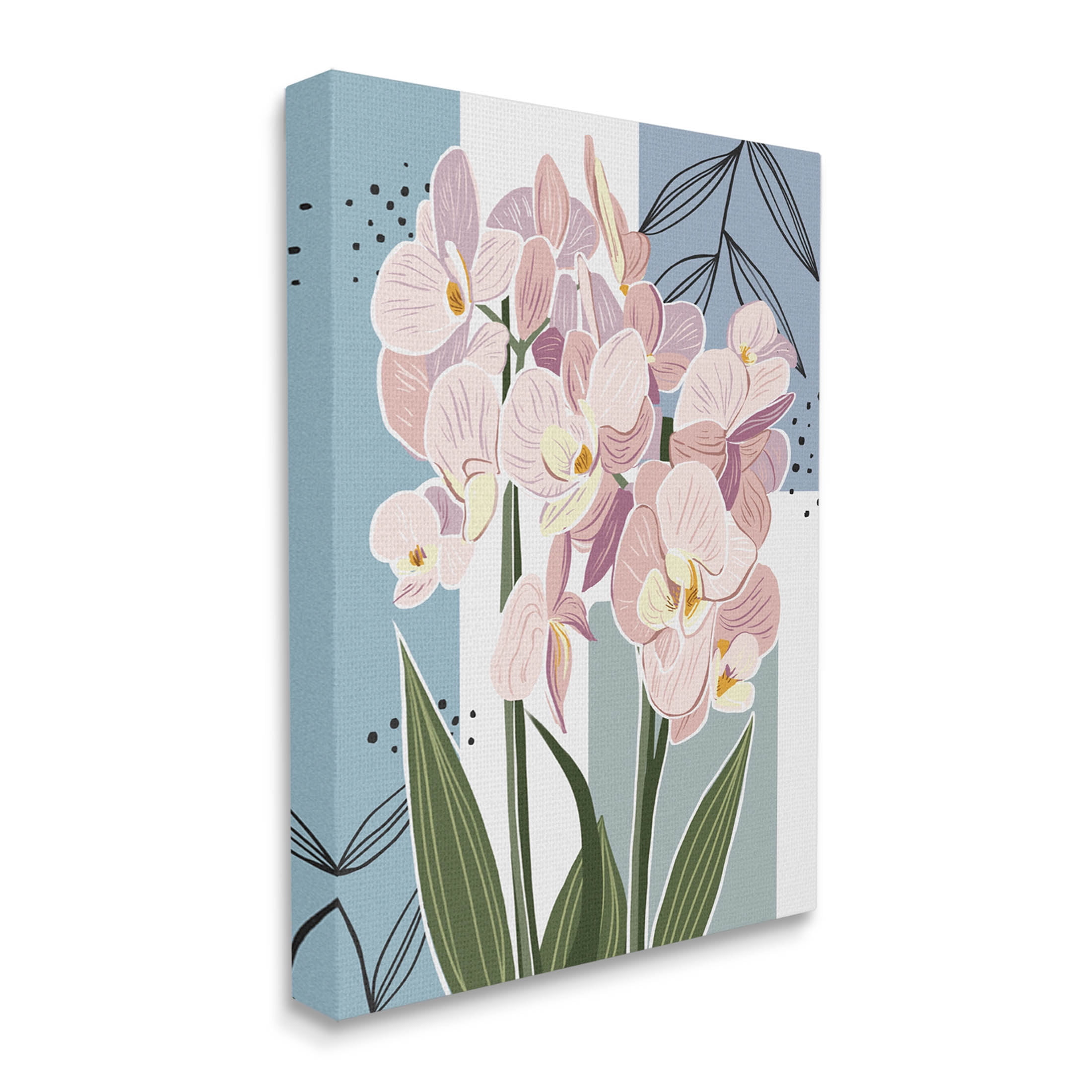 Modern Orchid Square Shapes Botanical & Floral Graphic Art Gallery Wrapped Canvas Print Wall Art