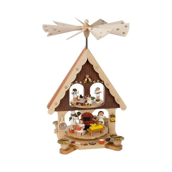 German christmas pyramid Angels, height 36 cm / 14 inch, natural, original Erzgebirge by Richard Glaesser Seiffen