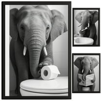 Elephant Bathroom Decor, Wall Art, Farmhouse Photo Picture Set, 3pk, 8.5x11, TheNameStore