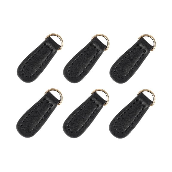 6 Pcs Leather Zipper Pull Zipper Tags Fixer Pull Replacement Zipper Heads for Luggage Handbags Bags Purse Jacket Repair Supplies Black