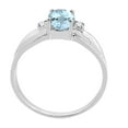 thumbnail image 3 of Mauli Jewels Rings for Women 0.9 Carat Oval Aquamarine and Diamond Ring 4-Prong 10K White Gold, 3 of 6
