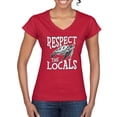 thumbnail image 2 of Wild Bobby Respect The Locals Save Our Oceans Turtle Animal Lover Women Standard V-Neck Tee, Red, Large, 2 of 6