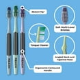 thumbnail image 2 of REACH Advanced Design Toothbrush, Angled Neck, Soft Multi-Level Bristles, Contoured Handle, Tongue Scraper, Value Pack, ADA Accepted, 7 Count (Packaging and Color May Vary), 2 of 7