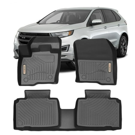 Floor Mats for 2015-2018 Ford Edge Front & 2nd Seat Floor Liners All-Weather 3-Piece (Best Way To Clean Floor Mats)