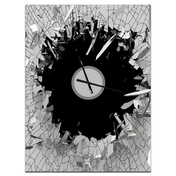 Designart 'Abstract Broken Wall 3D Design' Modern Wall Clock