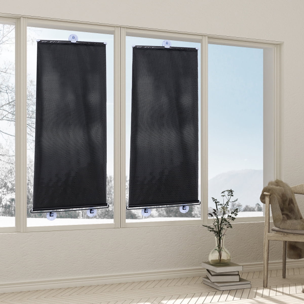 Free-punched Balcony Sunshade Blackout Curtain Temporary Blind  with Suction Cup 