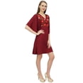 thumbnail image 3 of Bimba Womens Short Beach Evening Dress Rayon Maroon Swimwear Cover Up Caftan-12, 3 of 5