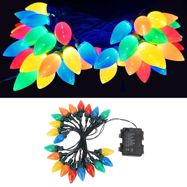 Luces de Fresa C9, Luces de Cuerda de NaviDad C9 Retardante de Llama para Céspedes para los Patios