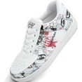 thumbnail image 4 of DOGO White Sneakers for Women - Handmade Women's Fashion Sneakers, Vegan Leather and Unique Design Dice Sneakers Marvin the Martian Stencil Design, Size 6, 4 of 5