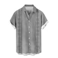 thumbnail image 5 of Nmnitkp Men's Short Sleeve Button Down Shirt, Ethnic Geometric Print Casual Collared Top, Lightweight Summer Relaxed Fit Vacation Shirt for Men Gray,S, 5 of 6