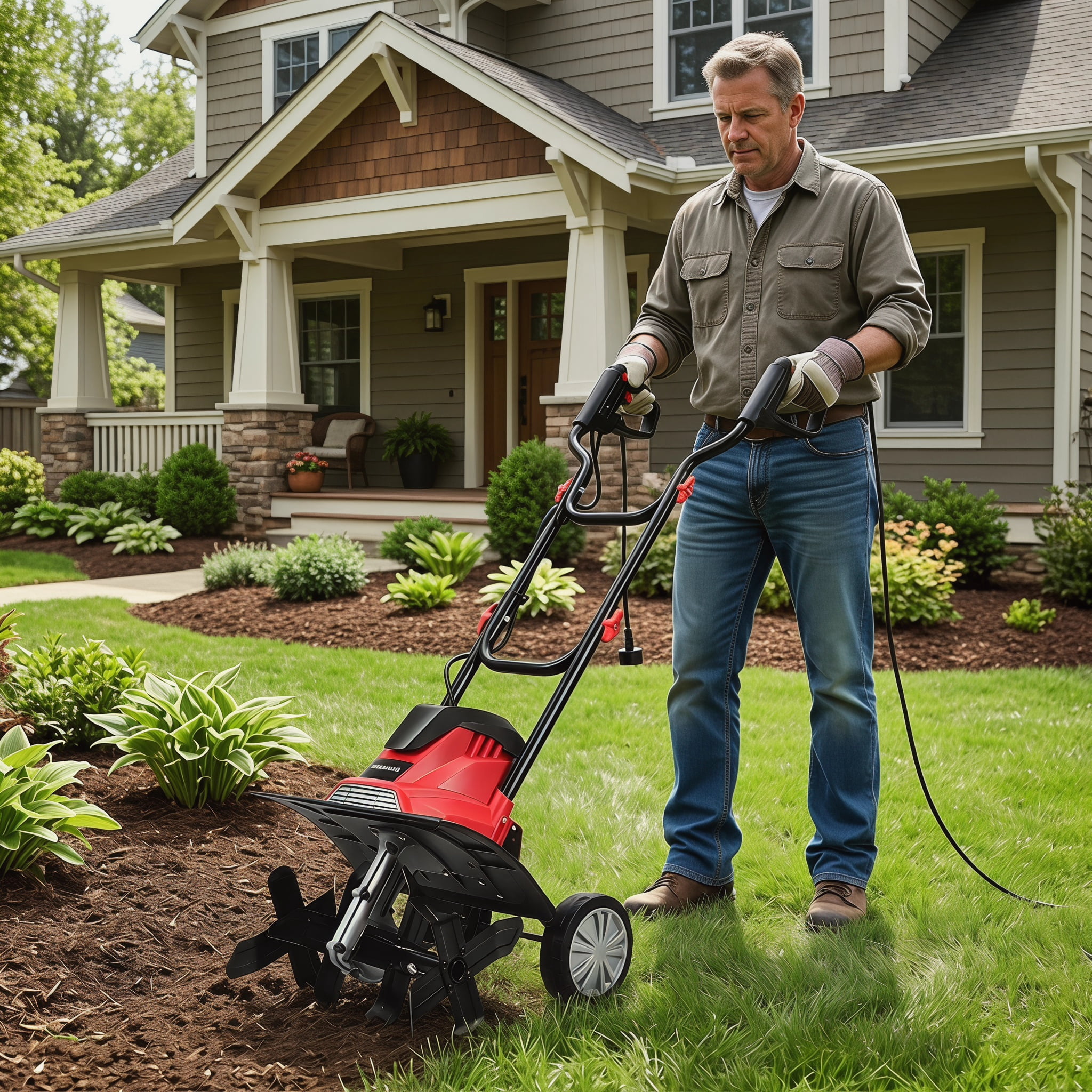 YYAo 14-Inch 10 Amp Corded Electric Tiller and Cultivator 9-Inch Tilling Depth