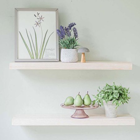 Willow & Grace Suzy 24 Inch Floating Shelves White Wash Set of 2