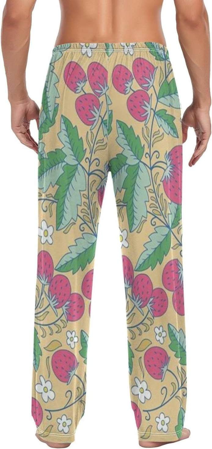 Cute Strawberry and Flowers Ghost Pajama Pants Men s Lounge Pants Light with Drawstring and Pockets Christmas New Year Birthday Father s Day Gifts X Large Walmart