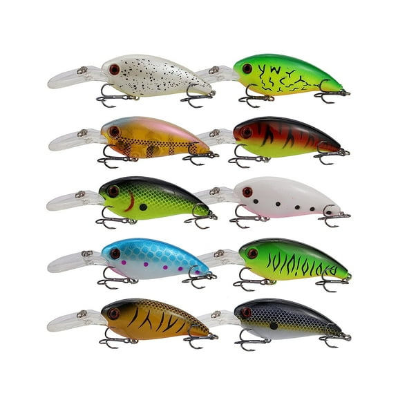 Ksopiavobs Crankbait Crank Baits Lures for Bass Fishing, 10Pcs Deep Diving Crankbaits Wobbler, 3.94in Swimbait for Saltwater Freshwater