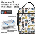 thumbnail image 2 of Police and Thief White Pattern Insulated Lunch Bag for Men Women,Waterproof Lunch Box for Work,Picnic or Travel,Thermal Insulation,10.63x9.06x3.54 Inches, 2 of 5