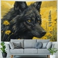 thumbnail image 4 of Nawypu Animal Tapestry Black Wolf Yellow Flower Wall Hanging Aesthetic Decoration For Bedroom Living Room Wall Art Tapestries, 4 of 6