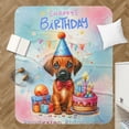 thumbnail image 4 of Happy Birthday Cute Puppy Rhodesian Ridgeback with Cake Gifts Party Hat Cozy Sherpa Blanket Ridgebacks Dog Lover Gifts Warm Soft Throw Blanket - 00029, 4 of 5