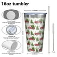 thumbnail image 4 of 16oz Tumblers White Christmas Red Truck and Tree Pattern Stainless Steel Vacuum Insulated Double Wall Travel Tumbler Cups Mug with Lid and Straw,Cleaning Brush for Coffee,Tea, 4 of 4