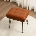 thumbnail image 4 of Ebenchico Faux Leather Upholstered Vanity Stool with 4 Metal Legs PU Footstools for Makeup Bedroom Entryway, Whiskey Brown, 4 of 13