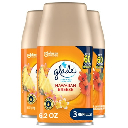 Glade Automatic Spray Refill, Air Freshener For Home And Bathroom, Hawaiian Breeze, 6.2 Oz, 3 Count