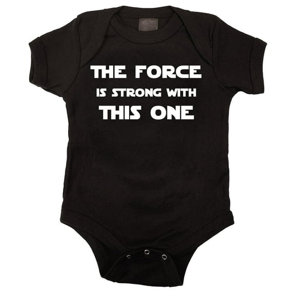 The Force is Strong Black Baby Bodysuit