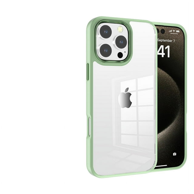 For IPhone16Pro Transparent Tpu Pc Phone Case, Simple Metal Frame, Apple High Permeability Phone Shell-ZJKDGJKJ