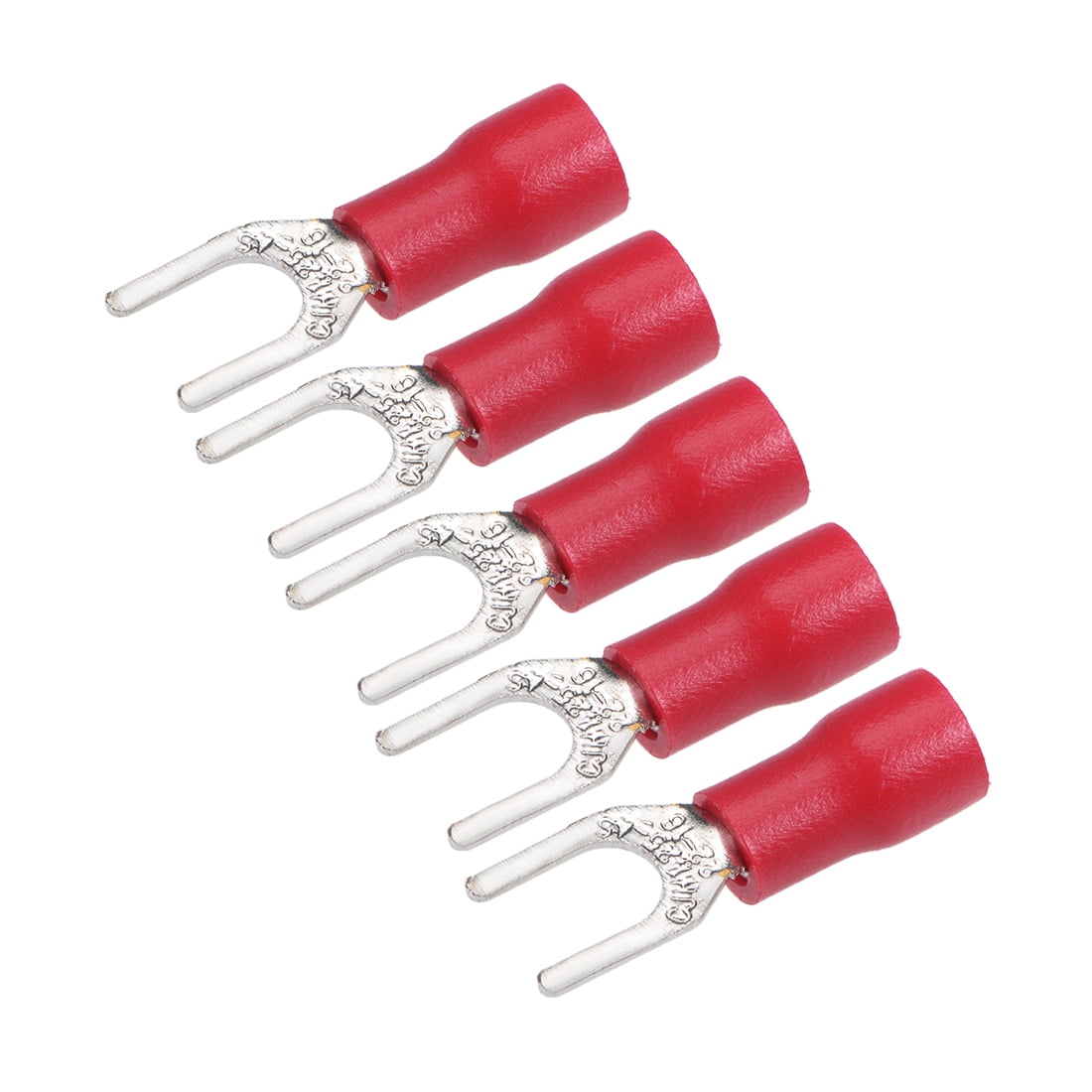 SV1.254S Insulated Fork Spade Wire Connector Electrical Crimp Terminal 2216AWG Red , 5 Pcs