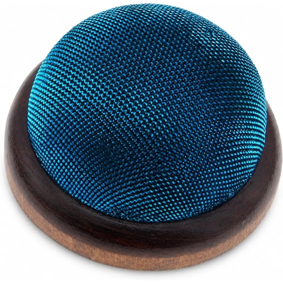 CoreLiving Pin Cushion for Sewing, Cute Blue Sequins Needle Holder with Wooden Base, Handmade Sewing Accessories for Quilting Tools and Embroidery 1 Pack