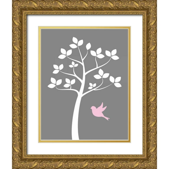 Robinson, Tamara 26x32 Gold Ornate Wood Framed with Double Matting Museum Art Print Titled - Girl Bird Tree