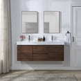 thumbnail image 2 of Stufurhome Valeria Walnut 59 inch Wall Mounted Double Sink Bathroom Vanity, No Mirror, 2 of 9