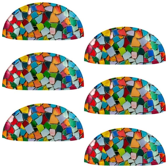 PhooArto 6 Pcs Cup Drawer Pulls, Colorful Mosaic Art Pattern Shell Shape Handles Cabinet Knobs for Dresser Cupboard Closet Wardrobe with Screws