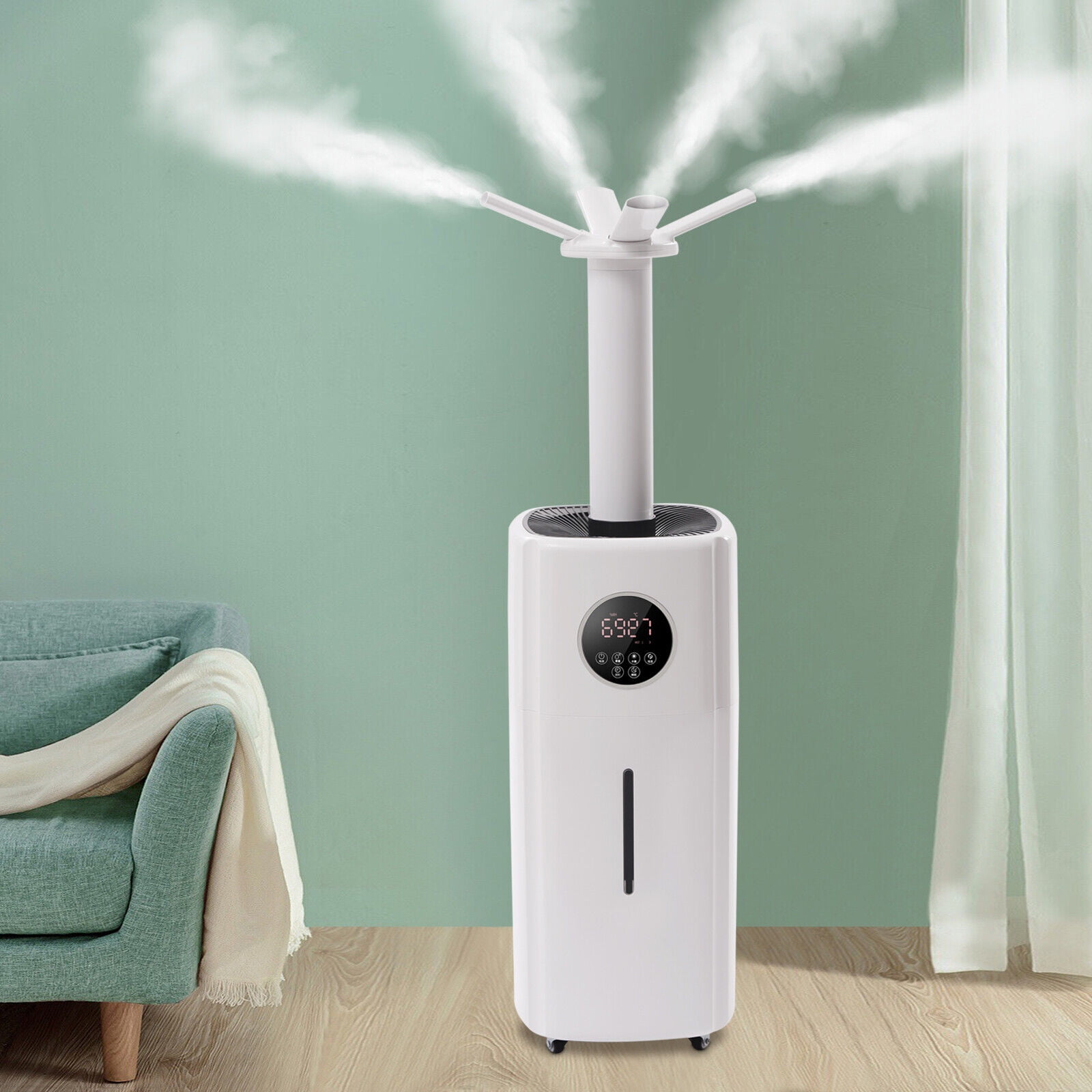 Miumaeov 21L/5.5GAL Commercial Quiet Humidifier with Wheels Timer Function Large Whole House