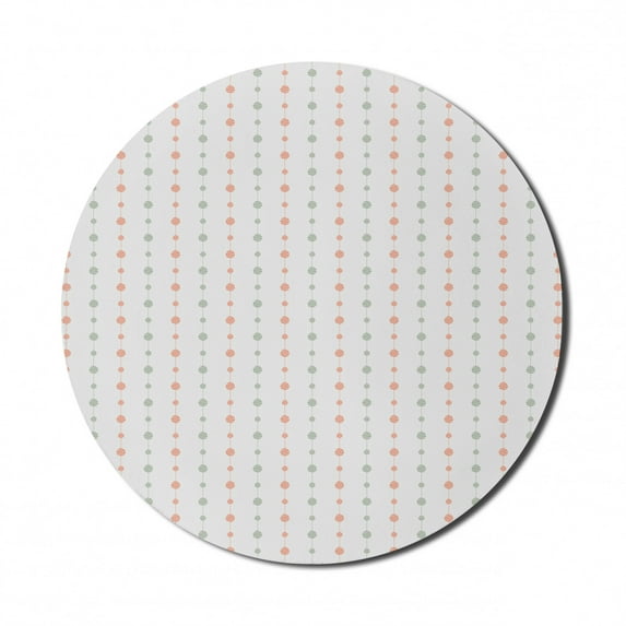 Abstract Mouse Pad for Computers, Simple Modern Pattern of Circles on Lines Necklace Look Print, Round Non-Slip Thick Rubber Modern Gaming Mousepad, 8" Round, Pale Sage Green Pearl, by Ambesonne