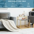thumbnail image 5 of Gymax 2 Tier End Side Table Metal Frame Nightstand with Storage Shelf Living Room, 5 of 9