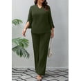 thumbnail image 5 of AURA Plus Size Pants Suits for Women Dressy 2 Piece Sets with 3/4 Sleeve Top Wide Leg Pants for Work & Daily Wear, 5 of 8