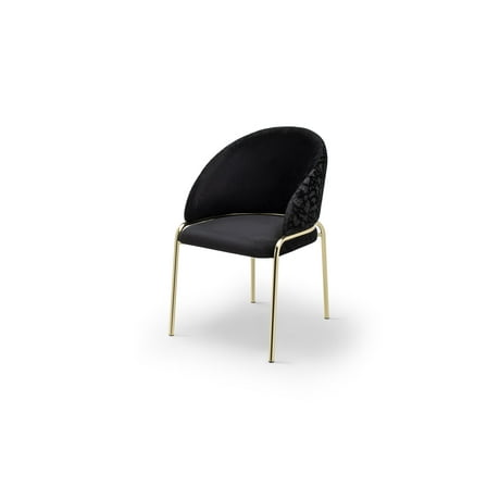 Onyx Modern Chair With Gold Legs - Velvet Fabric & Black Color