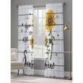 thumbnail image 4 of Sunflower Sheer Curtains 96 Inch Long 2 Panels, Sunshine Plant Farmhouse Wood Texture Light Filtering Rod Pocket Semi Sheer Curtains, Sheer Voile Drapes for Living Room Bedroom, 52"x96", 4 of 5