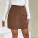 thumbnail image 3 of Gibobby faldas cargo Falda corta para mujer, falda de cintura alta, envoltura de pana para la cadera, falda ajustada con un solo pecho, Otoño e Invierno(Marrón， XL), 3 of 4