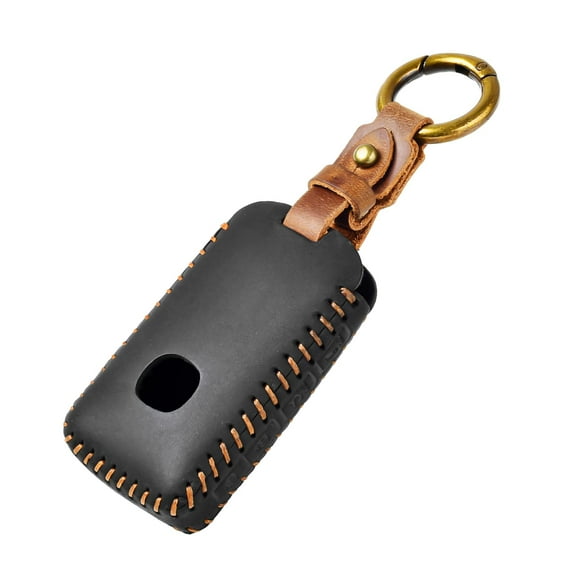OFFCURVE Key Fob Cover with Gift Box, Genuine Leather Car Key Cover Key Fob Protector, Car Key Case with Keychain Suitable for Mazda 3/5/6, 3 Hatchback, CX-3/4/5/7/8/9/10/12/30/50, MX-5 Miata (Black)
