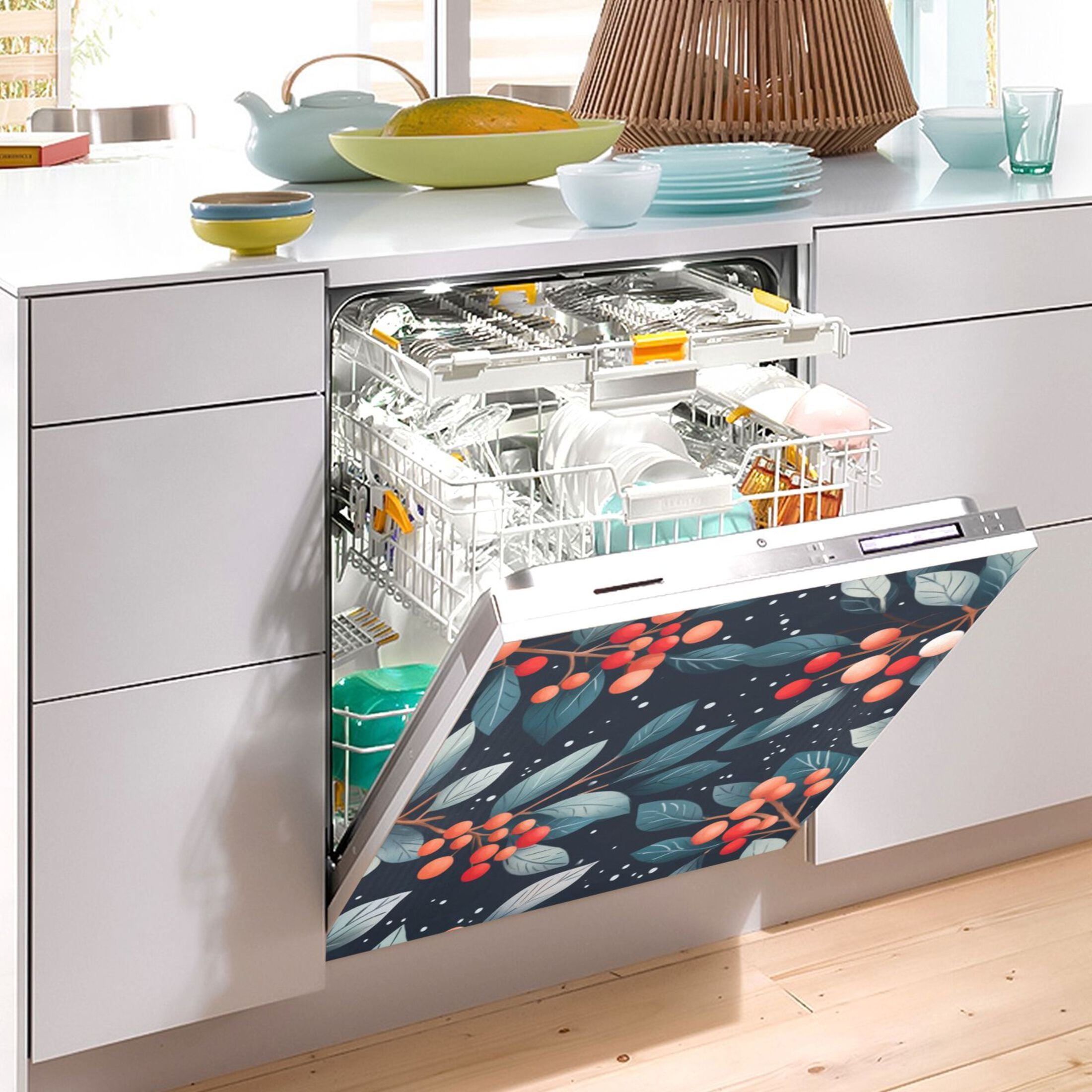 Dishwasher Magnetic Sticker 23x26 Inch Refrigerator Magnetic Sticker Washing Machine Magnetic Sticker Kitchen Panel Magnetic Sticker Home Decor Christmas Fruit