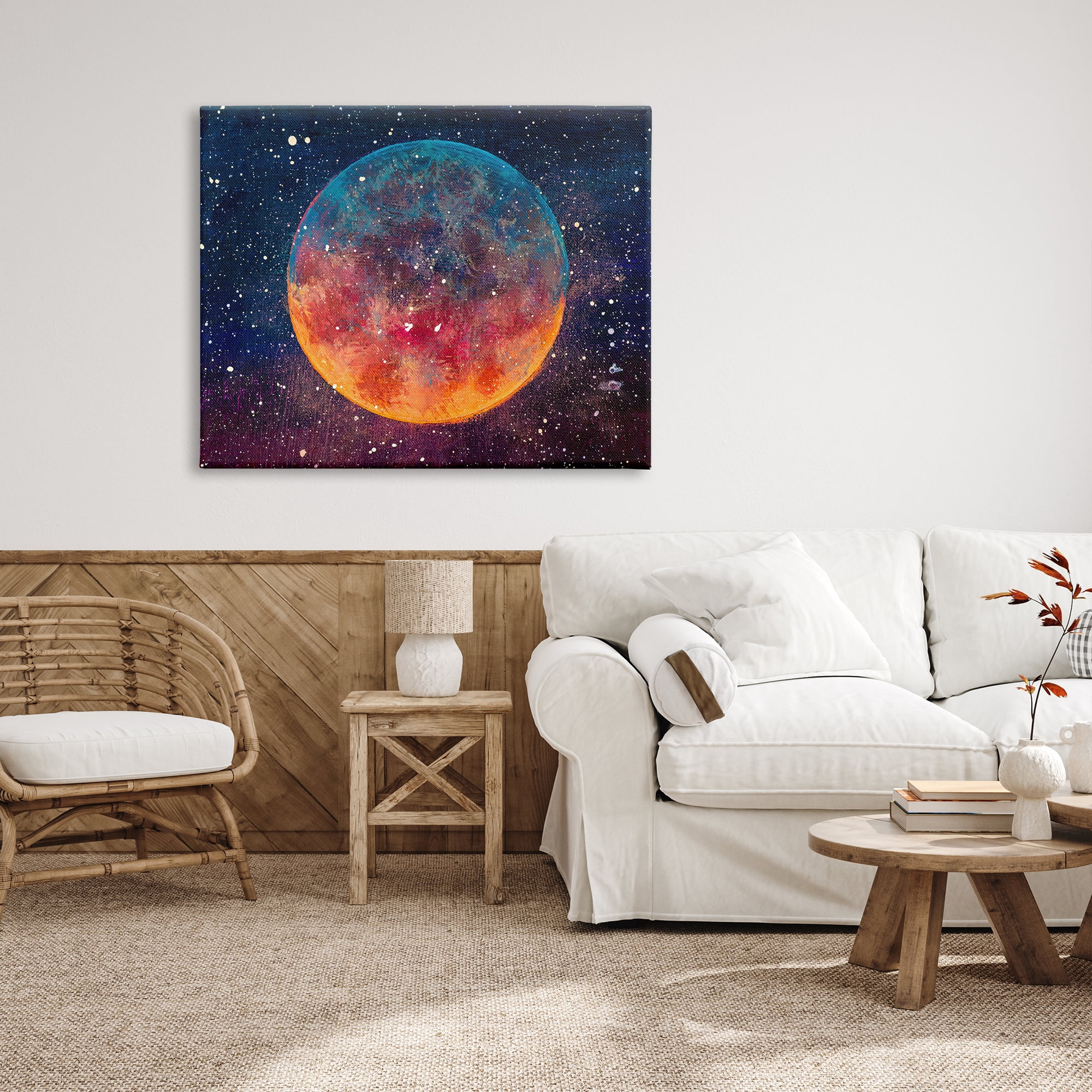 Stupell Industries Starry Night Planet Nature Painting Gallery Wrapped Canvas Print Wall Art, 48 x 36