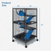 Betisef 4 Tier Steel Deluxe Small Animal Pet Cage Kit for Guinea Pig Ferret Little Rabbit with Wheels Brakes Hammock